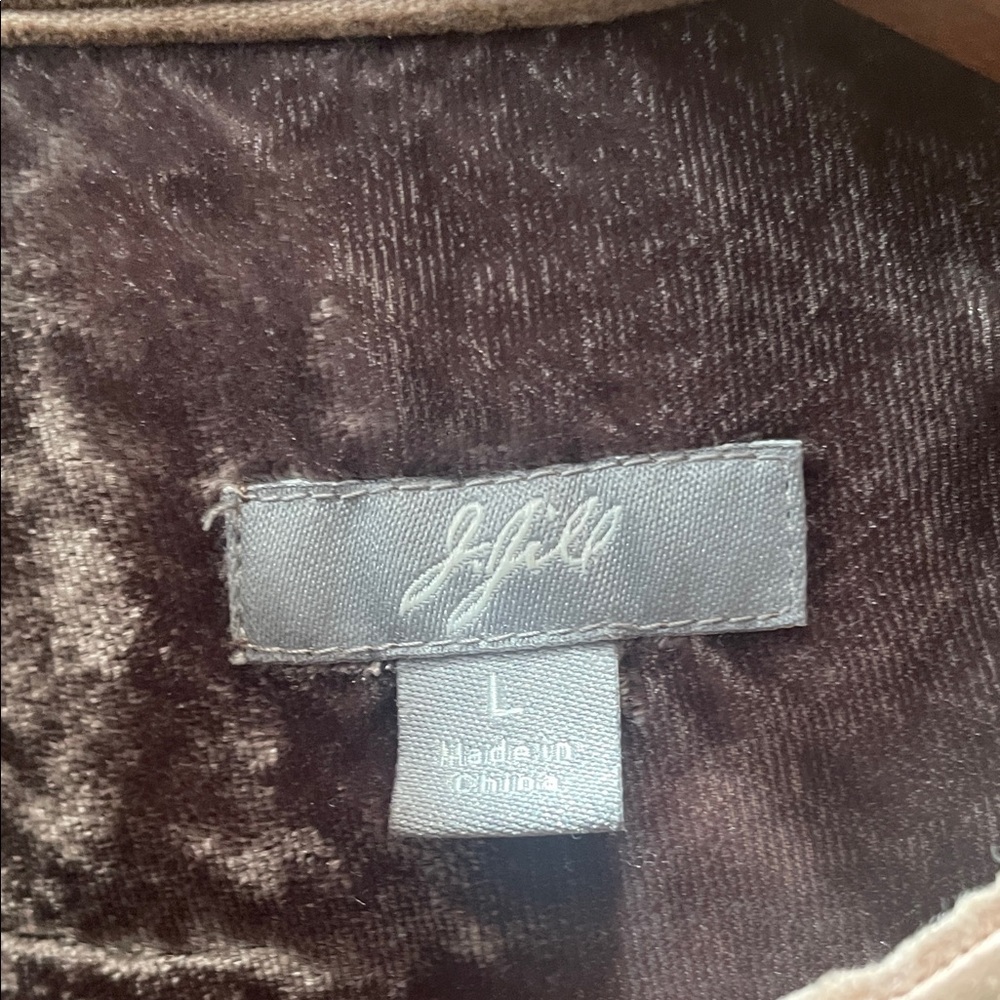 J. Jill Chocolate Velvet wide corduroy Jacket etched Mother of Pearl button’s - Picture 3 of 5